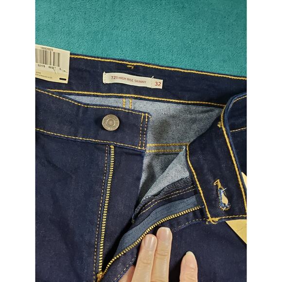 Levis 721 Jeans Size 14 Womens Blue Pants Stretch Denim High Rise Skinny NWT - Picture 9 of 16